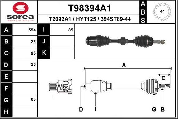 EAI T98394A1 - Sürücü mili furqanavto.az