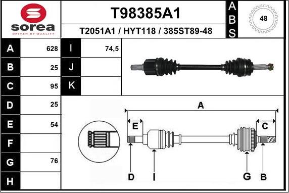 EAI T98385A1 - Sürücü mili furqanavto.az