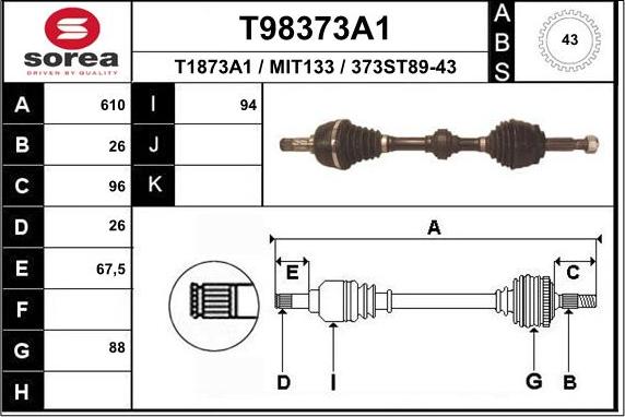 EAI T98373A1 - Sürücü mili furqanavto.az