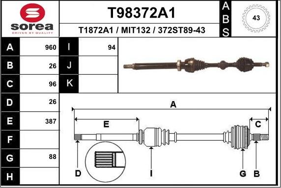 EAI T98372A1 - Sürücü mili furqanavto.az