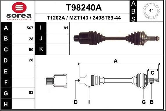 EAI T98240A - Sürücü mili furqanavto.az