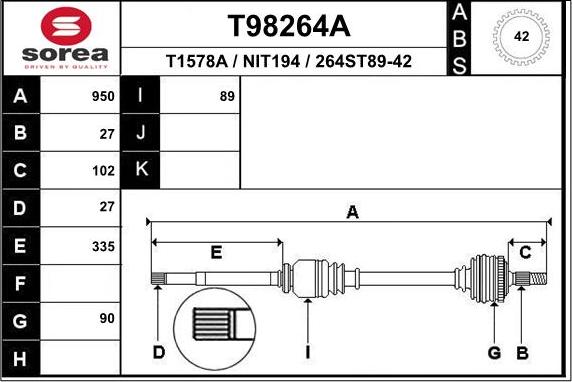 EAI T98264A - Sürücü mili furqanavto.az