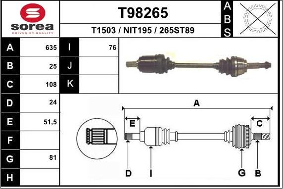 EAI T98265 - Sürücü mili furqanavto.az