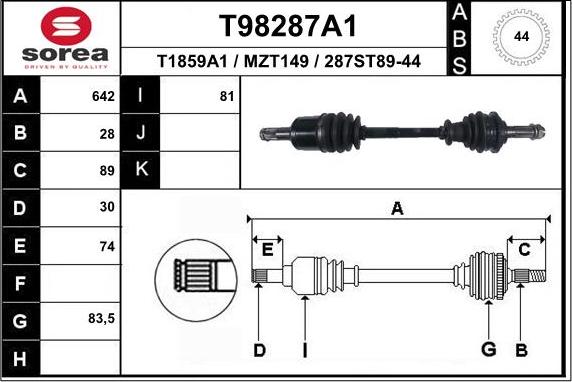 EAI T98287A1 - Sürücü mili furqanavto.az