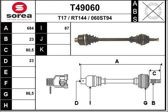 EAI T49060 - Sürücü mili furqanavto.az