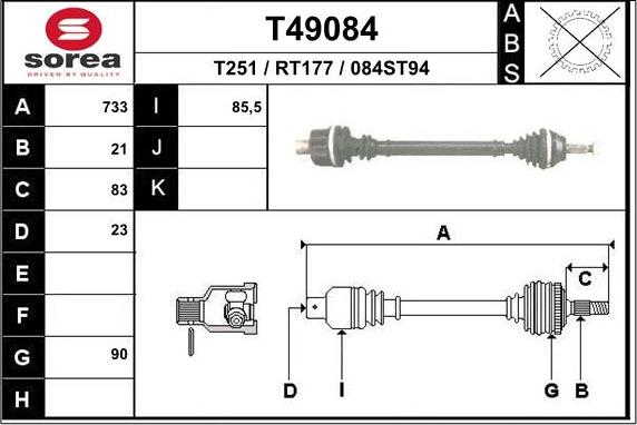 EAI T49084 - Sürücü mili furqanavto.az