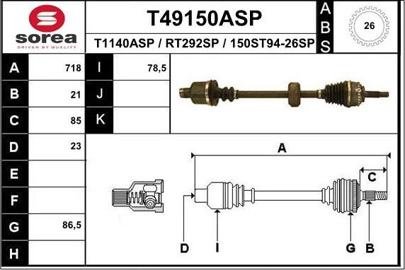 EAI T49150ASP - Sürücü mili furqanavto.az