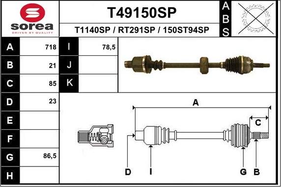 EAI T49150SP - Sürücü mili furqanavto.az