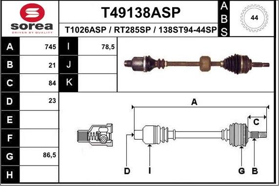 EAI T49138ASP - Sürücü mili furqanavto.az