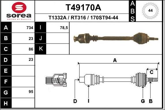 EAI T49170A - Sürücü mili furqanavto.az