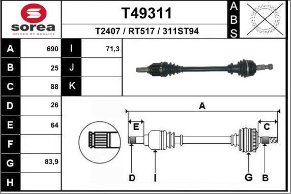 EAI T49311 - Sürücü mili www.furqanavto.az