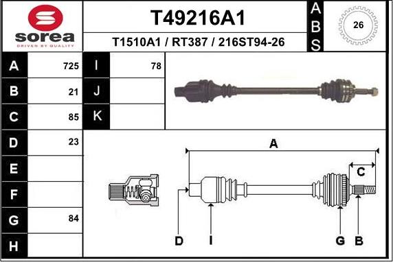 EAI T49216A1 - Sürücü mili furqanavto.az