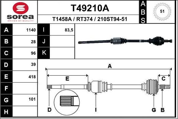 EAI T49210A - Sürücü mili furqanavto.az