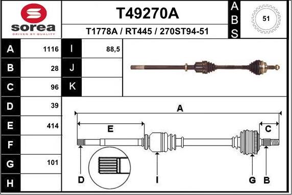 EAI T49270A - Sürücü mili furqanavto.az