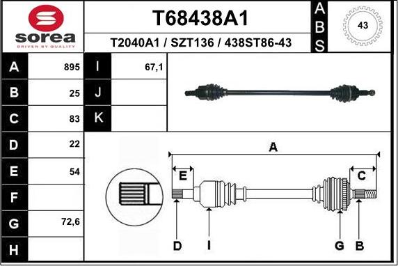 EAI T68438A1 - Sürücü mili furqanavto.az