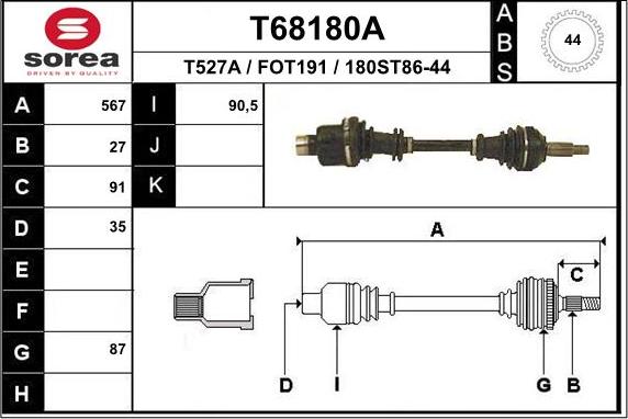 EAI T68180A - Sürücü mili furqanavto.az