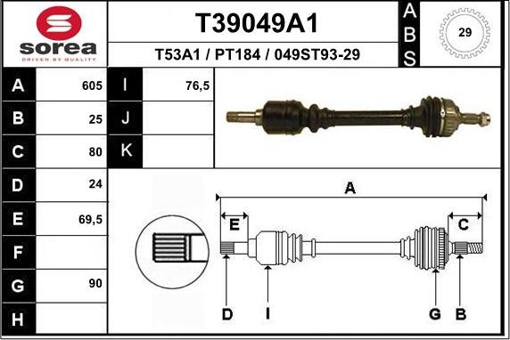 EAI T39049A1 - Sürücü mili furqanavto.az