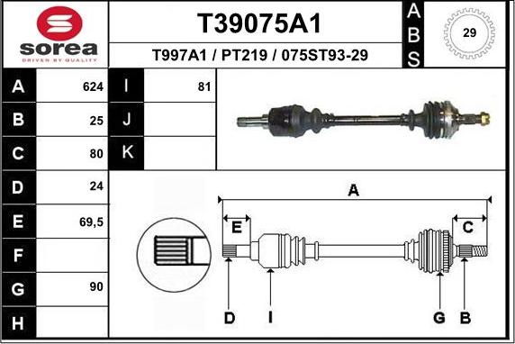 EAI T39075A1 - Sürücü mili furqanavto.az