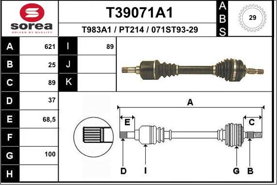 EAI T39071A1 - Sürücü mili furqanavto.az