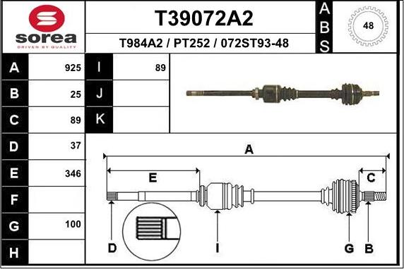 EAI T39072A2 - Sürücü mili furqanavto.az