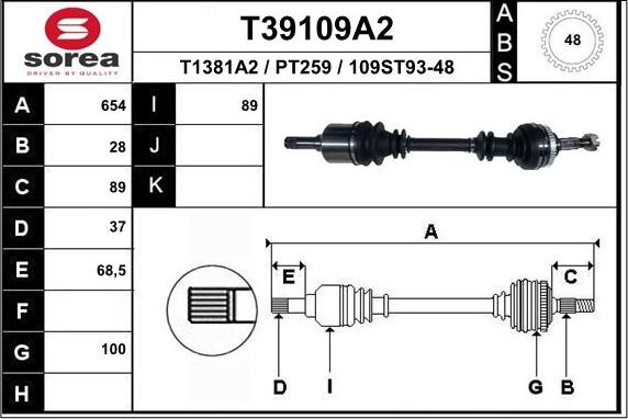 EAI T39109A2 - Sürücü mili furqanavto.az