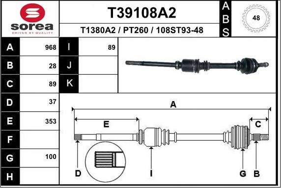 EAI T39108A2 - Sürücü mili furqanavto.az