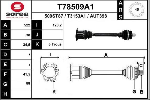 EAI T78509A1 - Sürücü mili furqanavto.az