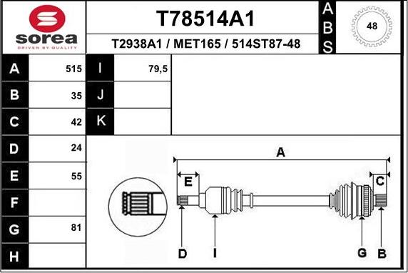 EAI T78514A1 - Sürücü mili furqanavto.az