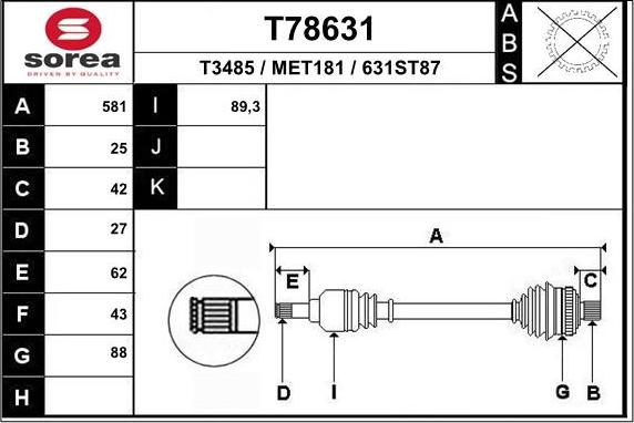 EAI T78631 - Sürücü mili furqanavto.az