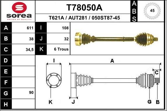 EAI T78050A - Sürücü mili furqanavto.az