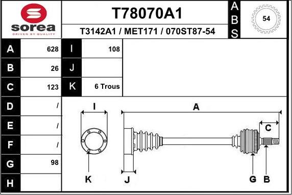 EAI T78070A1 - Sürücü mili furqanavto.az