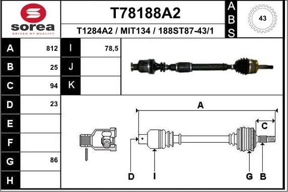 EAI T78188A2 - Sürücü mili furqanavto.az