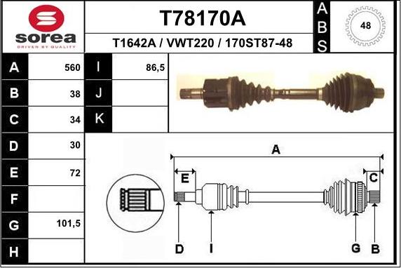 EAI T78170A - Sürücü mili furqanavto.az