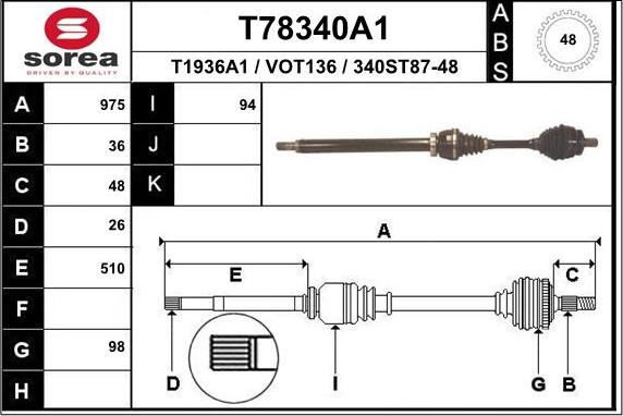 EAI T78340A1 - Sürücü mili furqanavto.az