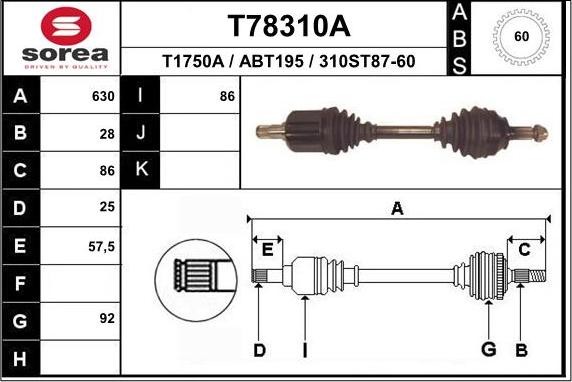 EAI T78310A - Sürücü mili furqanavto.az