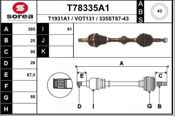 EAI T78335A1 - Sürücü mili furqanavto.az