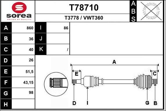 EAI T78710 - Sürücü mili furqanavto.az