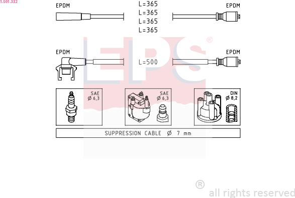 EPS 1.501.332 - Alovlanma kabeli dəsti furqanavto.az
