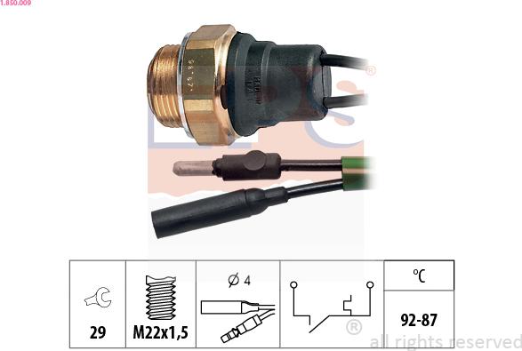 EPS 1.850.009 - Temperatur açarı, radiator/kondisioner ventilyatoru furqanavto.az