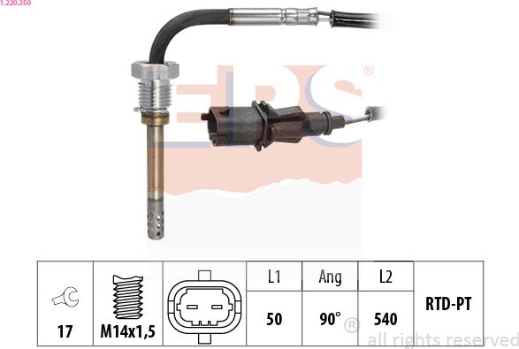 EPS 1.220.350 - Sensor, işlənmiş qazın temperaturu furqanavto.az