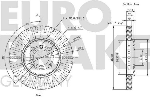 Eurobrake 5815201509 - Əyləc Diski furqanavto.az