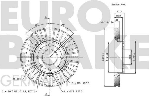 Eurobrake 5815203512 - Əyləc Diski furqanavto.az