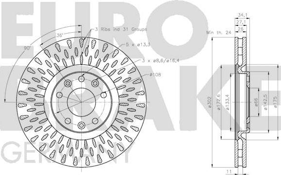 Eurobrake 5815203750 - Əyləc Diski furqanavto.az