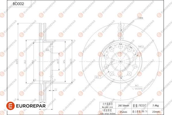 EUROREPAR 1684244480 - Əyləc Diski furqanavto.az