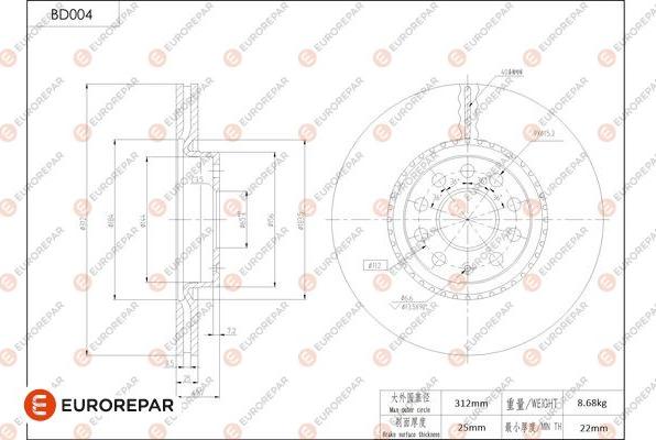 EUROREPAR 1684244680 - Əyləc Diski furqanavto.az