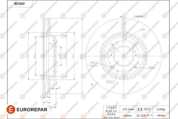 EUROREPAR 1684280280 - Əyləc Diski furqanavto.az