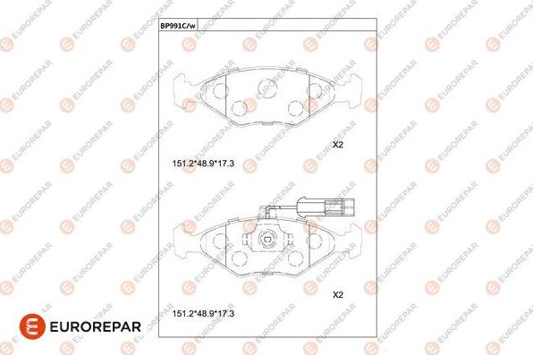 EUROREPAR 1681274580 - Əyləc altlığı dəsti, əyləc diski furqanavto.az