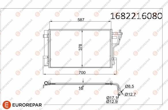EUROREPAR 1682216080 - Kondenser, kondisioner furqanavto.az