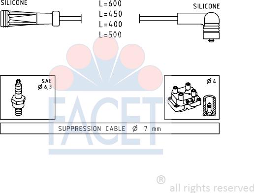 FACET 4.9447 - Alovlanma kabeli dəsti furqanavto.az