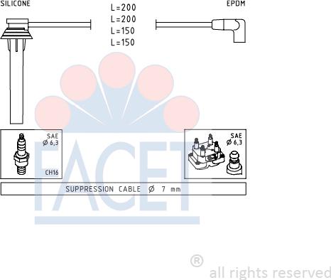 FACET 4.9507 - Alovlanma kabeli dəsti furqanavto.az